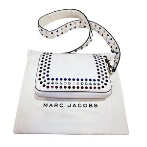 Marc Jacobs Studded Leather Crossbody Bag Crystal Embellished Designer Flap